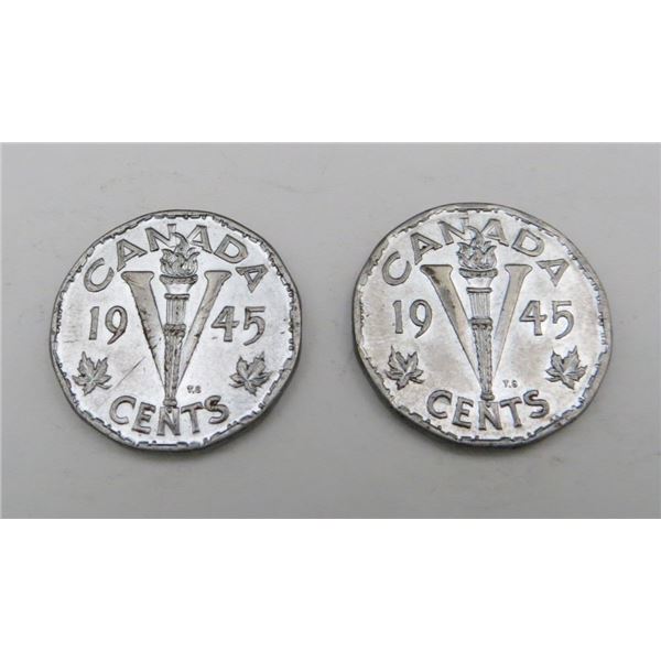2x Canadian Nickels 1945