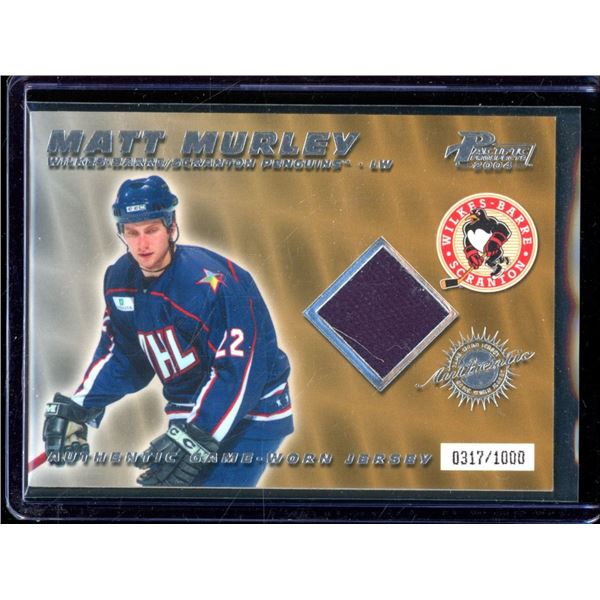 2003-04 Pacific AHL Prospects Jerseys #6 Matt Murley 317/1000 BV $30