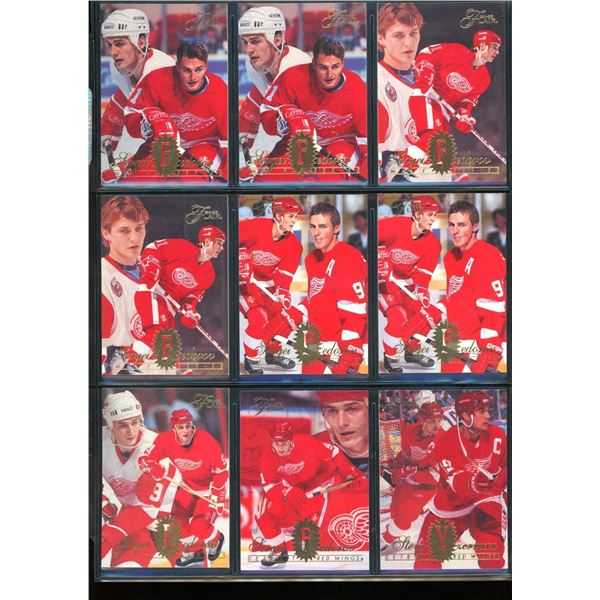 Lot of 9 Detroit Red Wings Hockey Cards Steve Yzerman & Sergei Fedorov