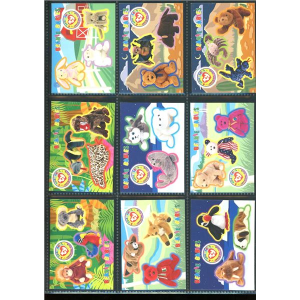 Lot Of 9 Various Beanie Babies Collector Sticker Cards