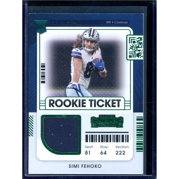 2021 Panini Contenders #RTS-SFE Simi Fehoko Rookie Ticket Swatches
