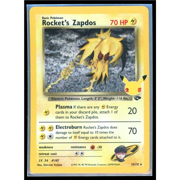 Pokemon Rocket's Zapdos - 15/132 - Rare Holo Celebrations Classic Collection
