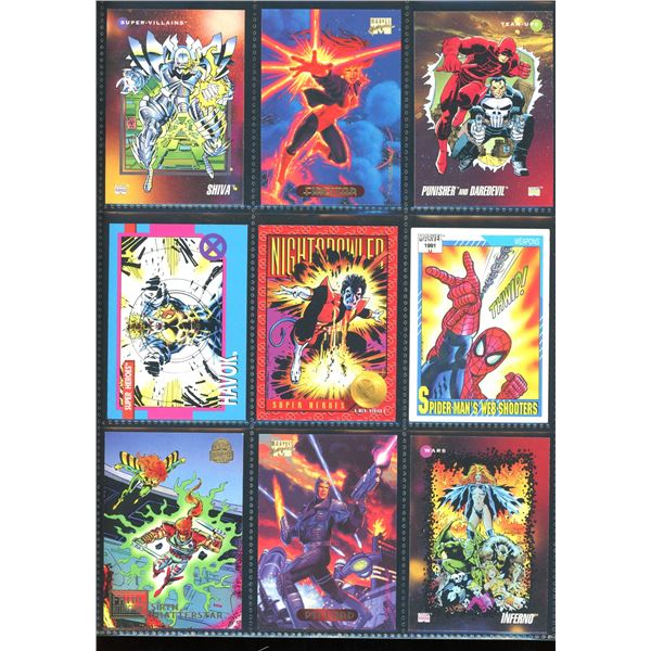 Lot Of 9 Various Marvel Collector Cards