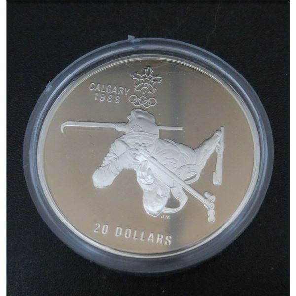 1988 Calgary Olympics $20 silver proof coin Biathlon