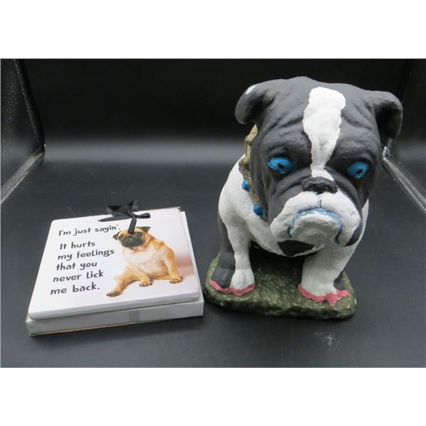 New 7" x 6" Dog Wall Plaque & 9" Tall Ceramic Dog Statue