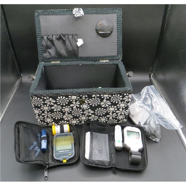 11" x 7" Sewing Box With New Diabetic Supplies