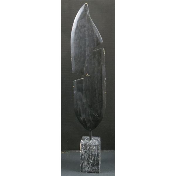 27" Tall Wooden Carved Feather With Stand