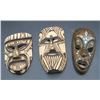 Image 1 : Lot Of 3 Wooden Carved Masks 7 & 8 Inches Tall