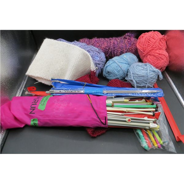 Large Knitting Lot Yarn, Crochet Hooks & 75+ Knitting Needles