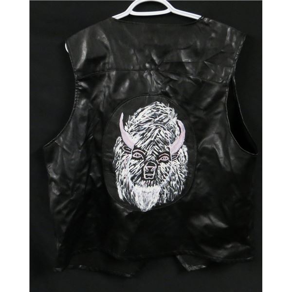 Biker Vest With Buffalo On Back Size L/XL