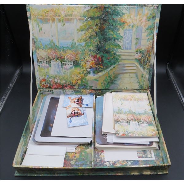 Vintage Greeting Card Collection With Decorative Box/Holder