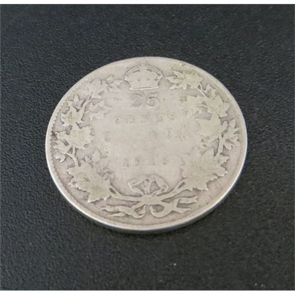 1916 Canadian Silver 25 Cent Coin