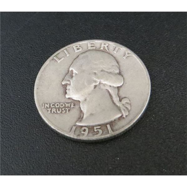 1951 USA Silver 25 Cent Coin