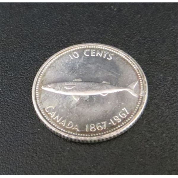 1967 Canadian Silver 10 Cent Coin