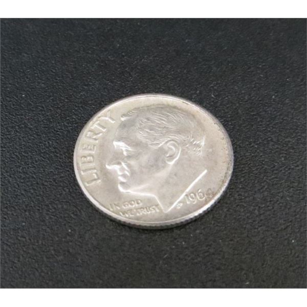 1964 USA Silver 10 Cent Coin