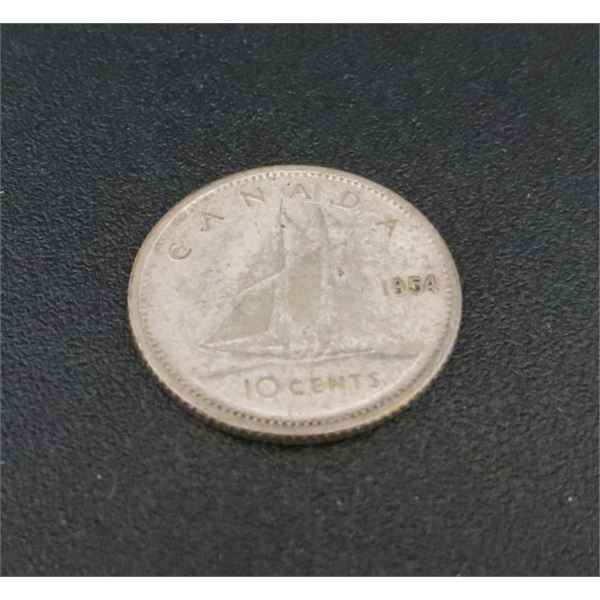 1954 Canadian Silver 10 Cent Coin