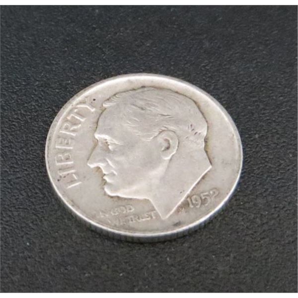 1952 USA Silver 10 Cent Coin