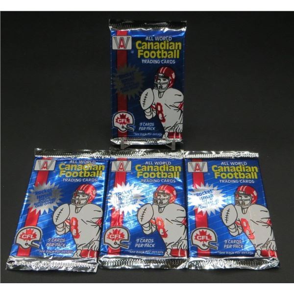 4 Sealed Packs Of All World Canadian Football Cards 9 Cards Per Pack