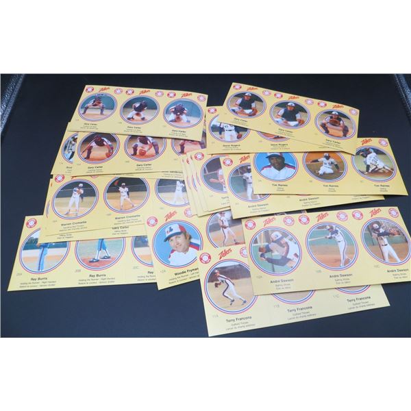 Lot Of 20 Vintage Zellers Uncut Baseball Card Sheets Gary Carter, Steve Rogers, Tim Raines & More