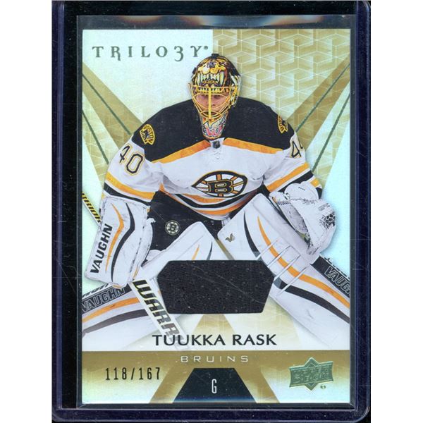 2016-17 Upper Deck Trilogy Rainbow Green #16 Tuukka Rask JSY 118/167