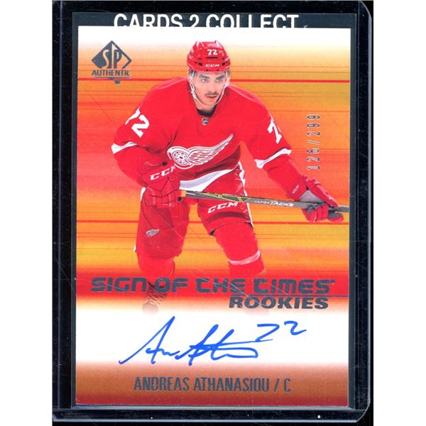 2015-16 SP Authentic Sign of the Times Rookies Andreas Athanasiou 126/299 BV $60