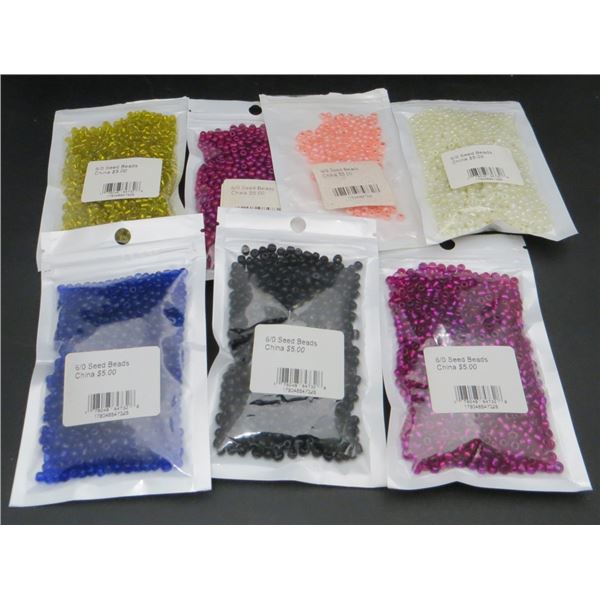 7 Bags of Seed Beads Various Colours