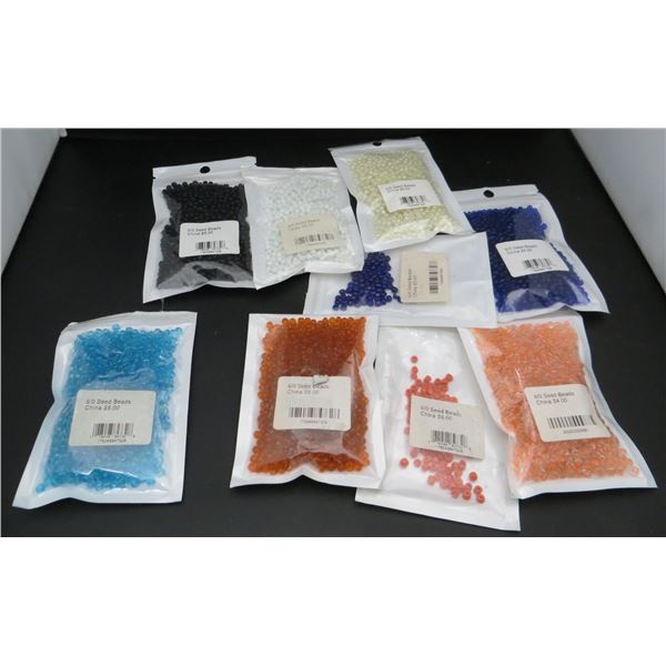 9 Bags of Seed Beads Various Colours