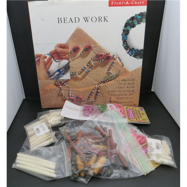 Bead Work Book With Bone and wooden Beads 1", 2" and 3" Beads + More