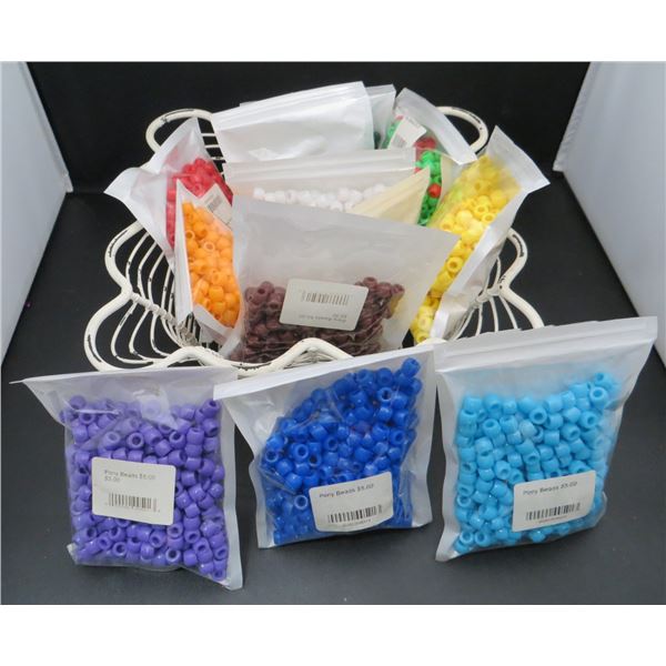 11 Bags of Pony Beads For Crafting Various Colours