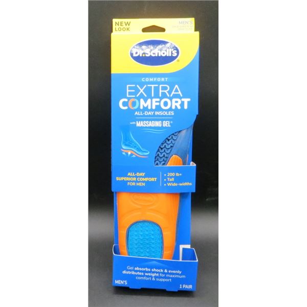 New Dr. Scholl's Men's Extra Comfort Massaging Gel Insoles Fits Sizes 8-14