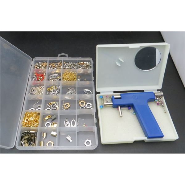 Piercing Gun With Studs and Jewelry Making Supplies