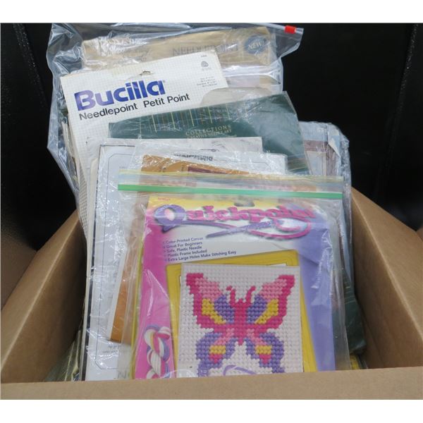 Large Lot Of Vintage Needlecraft, Petti Point, Needlepoint Crafting Kits, Patterns