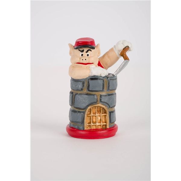 A Three Little Pigs Practical Pig Pewter Chess Piece.