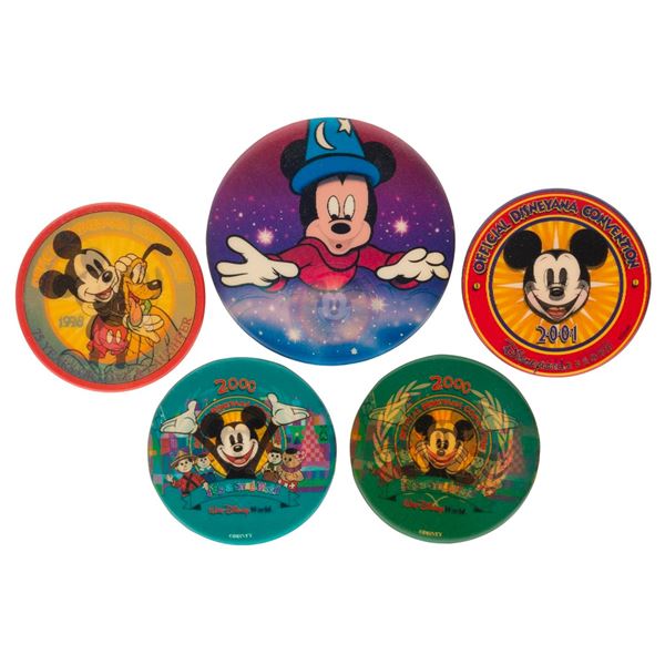 A Set of Lenticular Disneyana Convention Buttons.