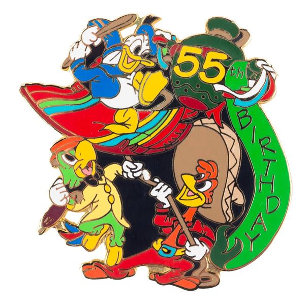 A 55th Birthday "Three Caballeros" Pin.