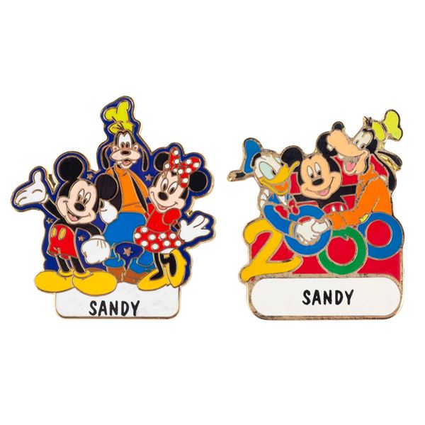 A Pair of "Sandy" Disney Character Name Pins.