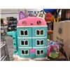 Image 2 : Pink and Teal Cat-Themed Dollhouse with Accessories