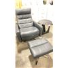 Image 2 : CIRRUS COMFORT AIR OTTOMAN AND CHAIR SET, BLACK LEATHER, ROCKING AND RECLINING