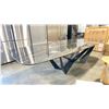 Image 6 : LARGE MARBLED STONE TOP DESIGNER TABLE WITH METAL BASE APPROX 121" X 47"