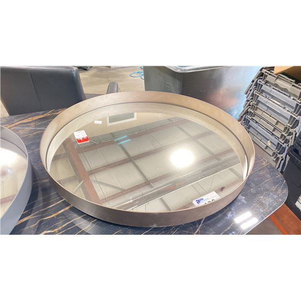 CATTELAN ITALIA LIGHT BROWN COLOURED METAL FRAMED MIRROR APPROX 36" WIDE