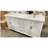 Image 1 : STONE TOP, DUAL SINK, 5 DRAWER 2 DOOR VANITY APPROX 72X23X35"
