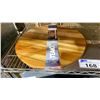 Image 2 : TEAK HAUS ROUND CUTTING BOARD, LARGE PIZZA SPATULA AND CERAMIC BREAD DISH