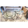 Image 1 : 2PCS CHARCOAL METAL 36" ROUND DESIGNER GLASS TOP COCKTAIL TABLE WITH 24" ROUND END TABLE SET