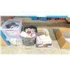 Image 1 : BOX OF ASSORTED RUMMO PASTAS, ROLLING SHOPPING CART WITH ASSORTED OLIVES AND PASTA AND BINS OF