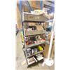 Image 1 : 5 TIER METAL INDUSTRIAL LOOK RETAIL DISPLAY CASE WITH ASSORTED PRODUCTS; BAKING MATS, SOUP SOCKS,