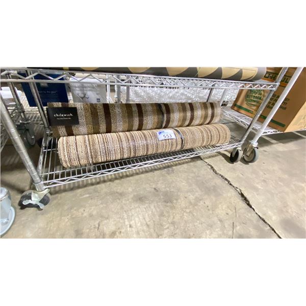 SHELF LOT OF ASSORTED OUTDOOR RUGS