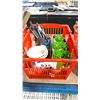 Image 1 : SHOPPING CART FILLED WITH ASSORTED FAUX PLANTS, SOAP HOLDERS, MINI SPATULAS AND MORE