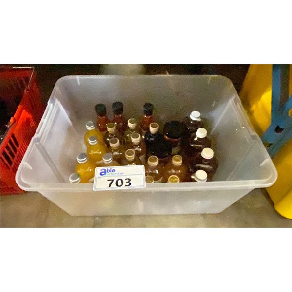 BIN OF ASSORTED CRAFT VINEGARS & SAUCES