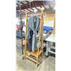 Image 1 : WOODEN FOLDING CLOTHING RACK WITH PORTO CUDDLE DOWN HOUSECOAT & 4 BLACK/ WHITE APRONS