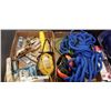 Image 2 : 2 TRAYS OF ROPE, HAND TOOLS, WALKERS EAR PROTECTION ETC